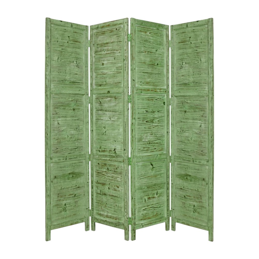 84" Black Wood Folding Four Panel Screen Room Divider
