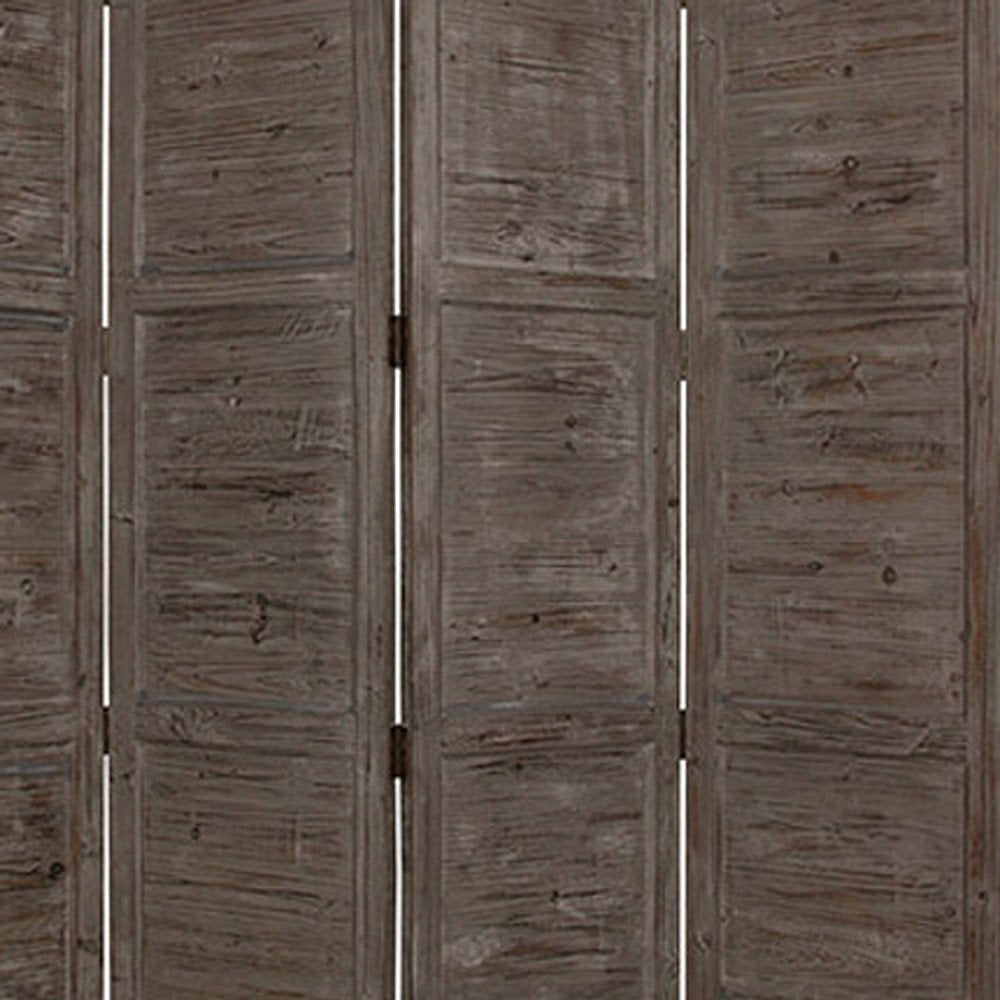 84" Black Wood Folding Four Panel Screen Room Divider