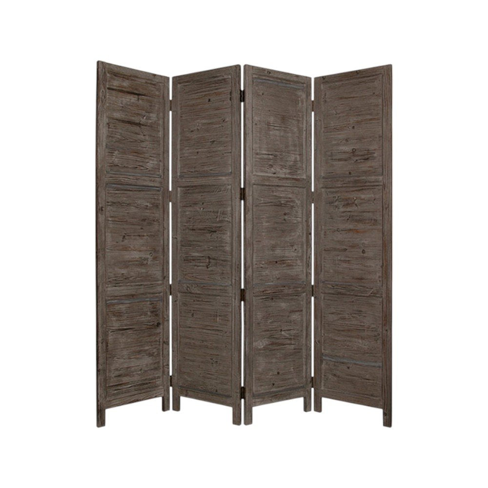 84" Black Wood Folding Four Panel Screen Room Divider
