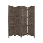 84" Black Wood Folding Four Panel Screen Room Divider