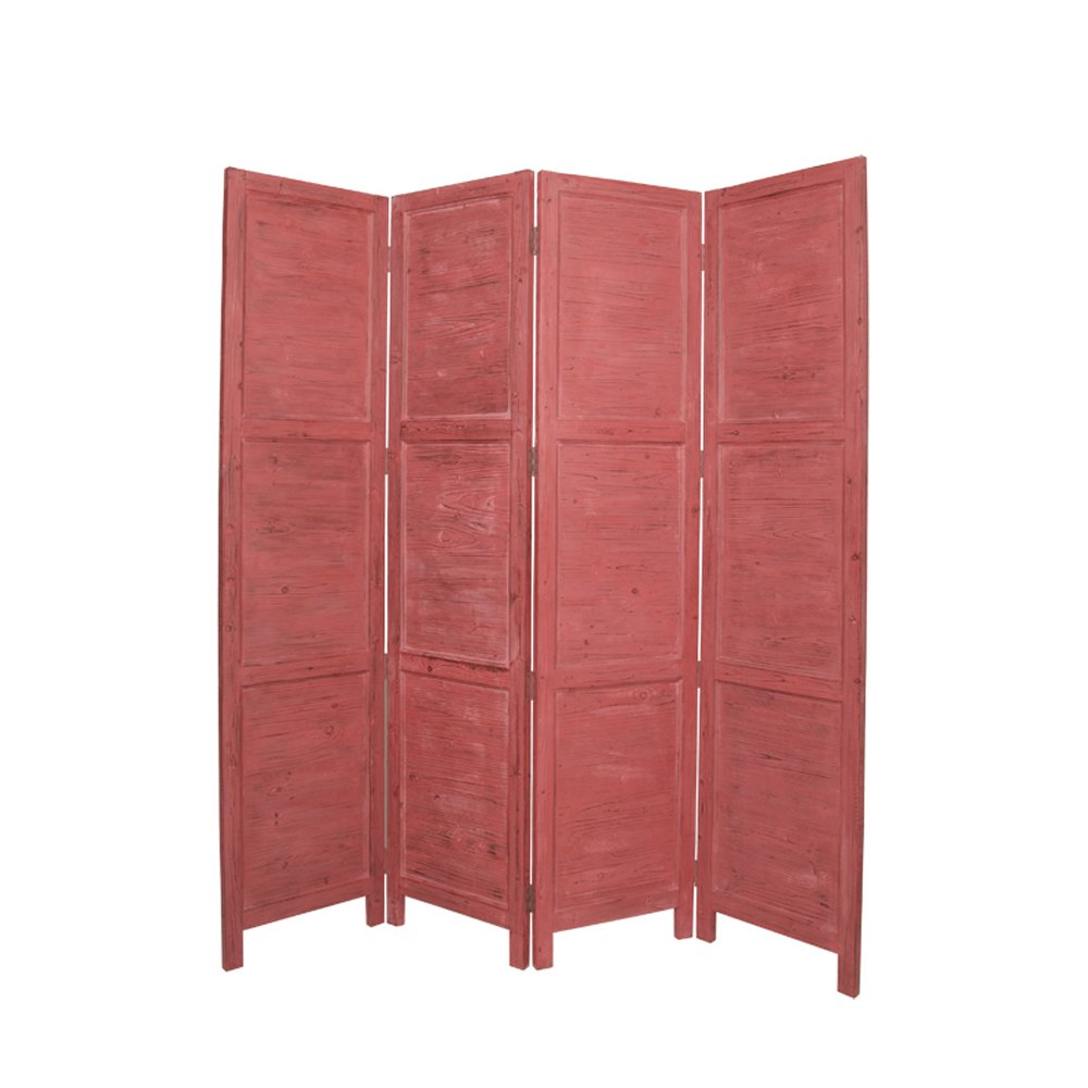 84" Black Wood Folding Four Panel Screen Room Divider