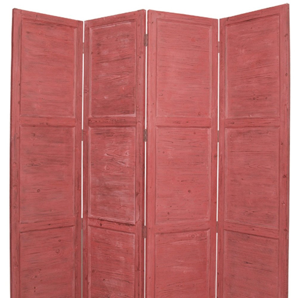 84" Black Wood Folding Four Panel Screen Room Divider