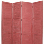 84" Black Wood Folding Four Panel Screen Room Divider