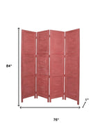 84" Black Wood Folding Four Panel Screen Room Divider