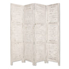 84" Black Wood Folding Four Panel Screen Room Divider