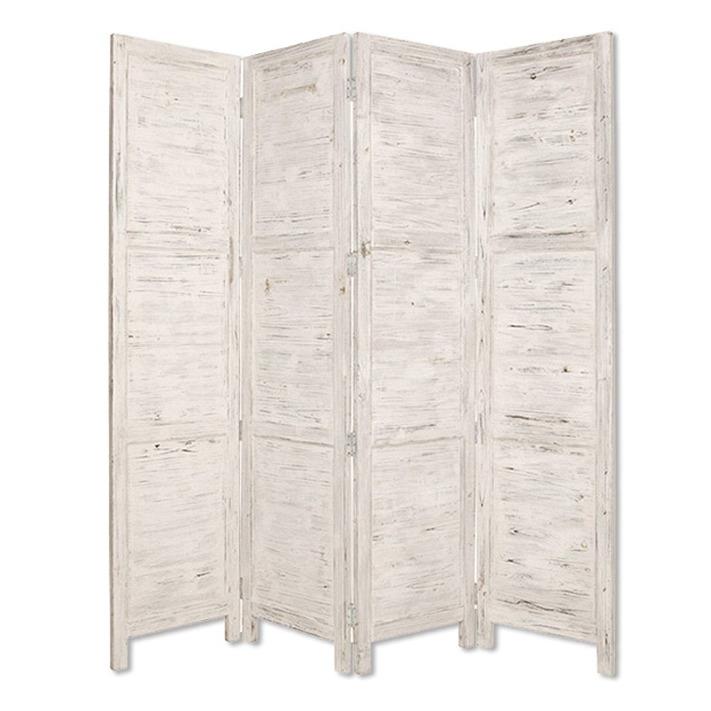 84" Black Wood Folding Four Panel Screen Room Divider