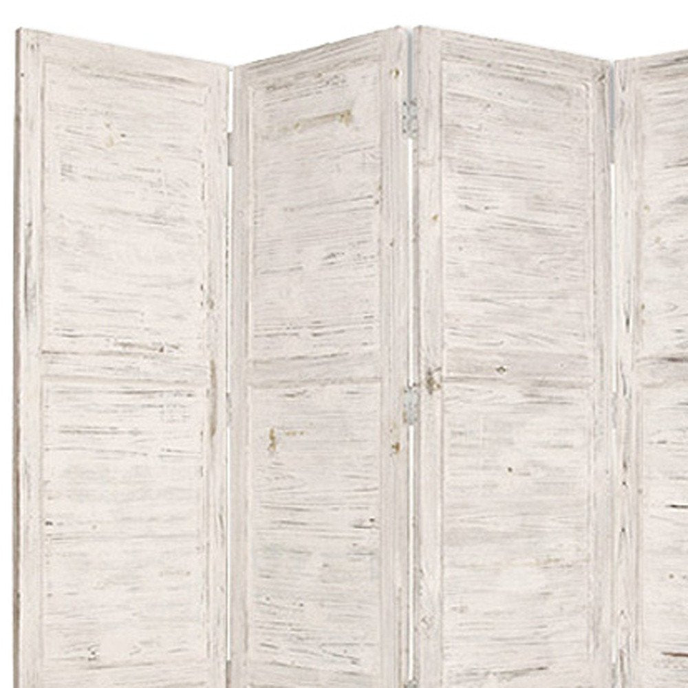 84" Black Wood Folding Four Panel Screen Room Divider