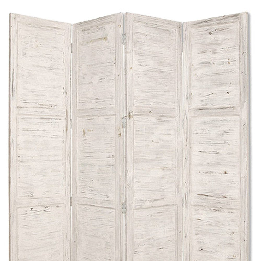 84" Black Wood Folding Four Panel Screen Room Divider