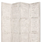 84" Black Wood Folding Four Panel Screen Room Divider