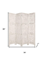 84" Black Wood Folding Four Panel Screen Room Divider