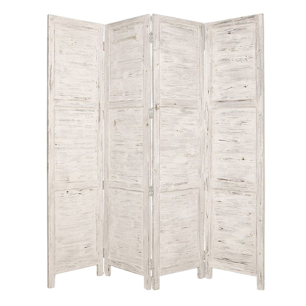 84" Black Wood Folding Four Panel Screen Room Divider