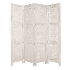 84" Black Wood Folding Four Panel Screen Room Divider