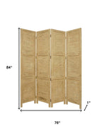 84" Black Wood Folding Four Panel Screen Room Divider
