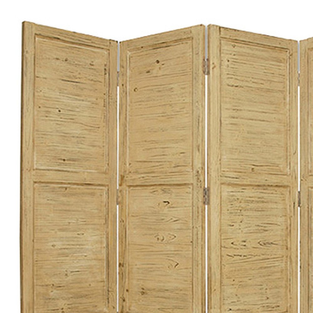 84" Black Wood Folding Four Panel Screen Room Divider