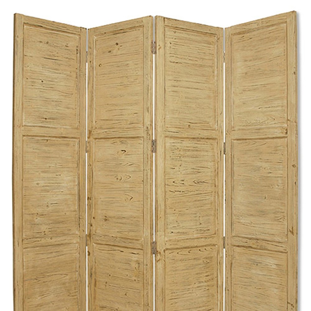 84" Black Wood Folding Four Panel Screen Room Divider