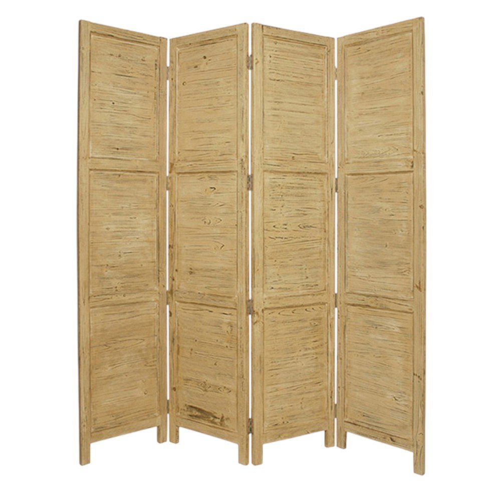 84" Black Wood Folding Four Panel Screen Room Divider