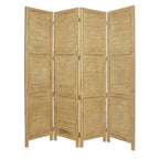 84" Black Wood Folding Four Panel Screen Room Divider