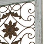 84" Blue Wood Folding Four Panel Screen Room Divider