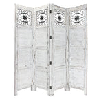 84" Blue Wood Folding Four Panel Screen Room Divider