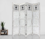 84" Blue Wood Folding Four Panel Screen Room Divider