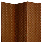 72" Dark Brown Folding Three Panel Screen Room Divider