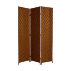 72" Dark Brown Folding Three Panel Screen Room Divider