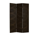 72" Black Canvas Folding Three Panel Screen Room Divider
