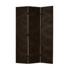 72" Black Canvas Folding Three Panel Screen Room Divider