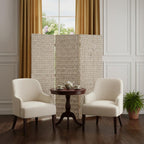 72" Silver Wood Folding Three Panel Screen Room Divider