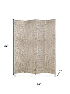 84" Silver Wood Folding Four Panel Screen Room Divider