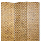 72" Silver Wood Folding Three Panel Screen Room Divider