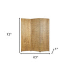 72" Silver Wood Folding Three Panel Screen Room Divider