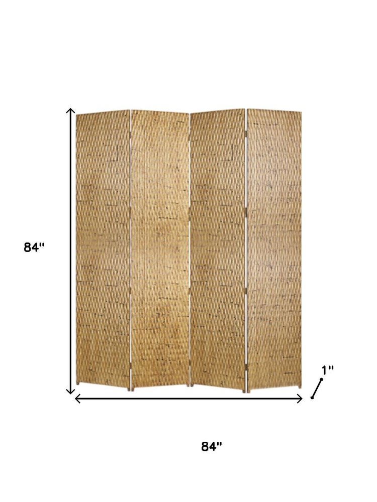 84" Silver Wood Folding Four Panel Screen Room Divider
