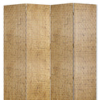 84" Silver Wood Folding Four Panel Screen Room Divider