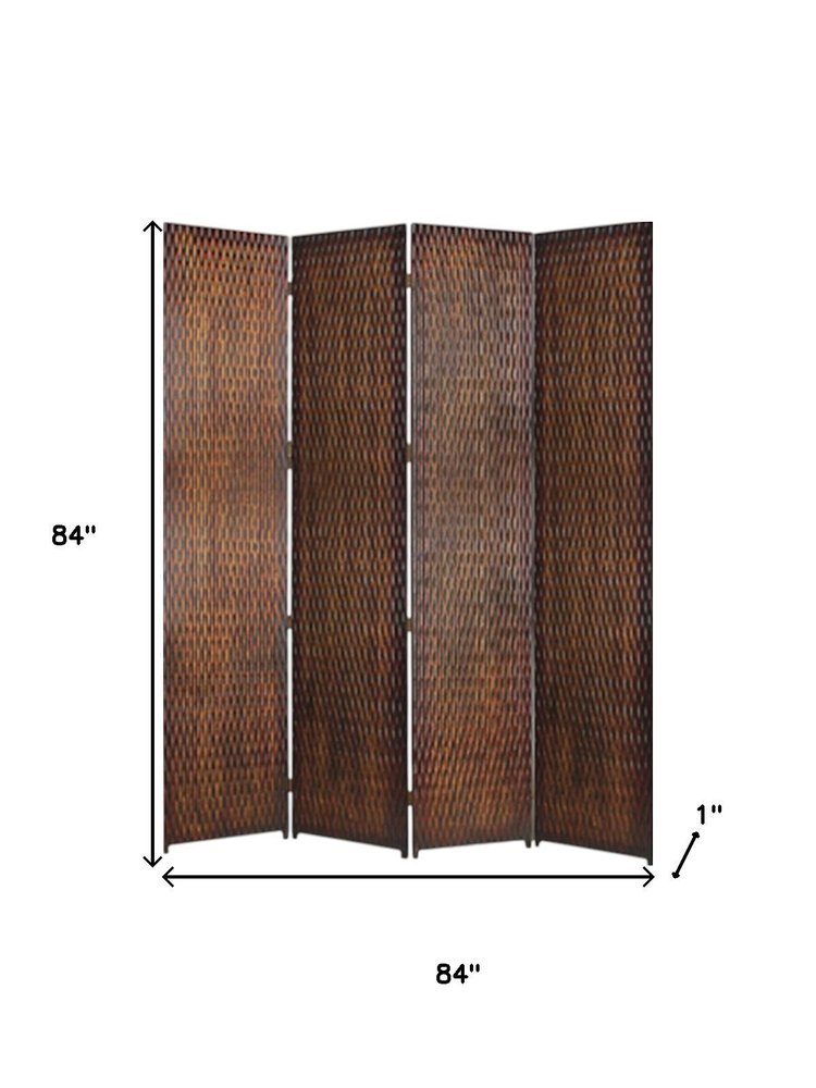 84" Silver Wood Folding Four Panel Screen Room Divider