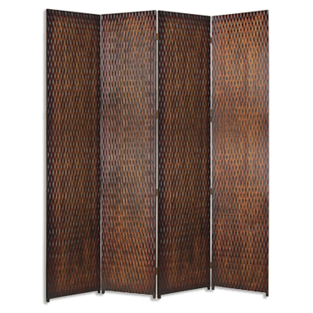 84" Silver Wood Folding Four Panel Screen Room Divider