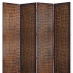 84" Silver Wood Folding Four Panel Screen Room Divider