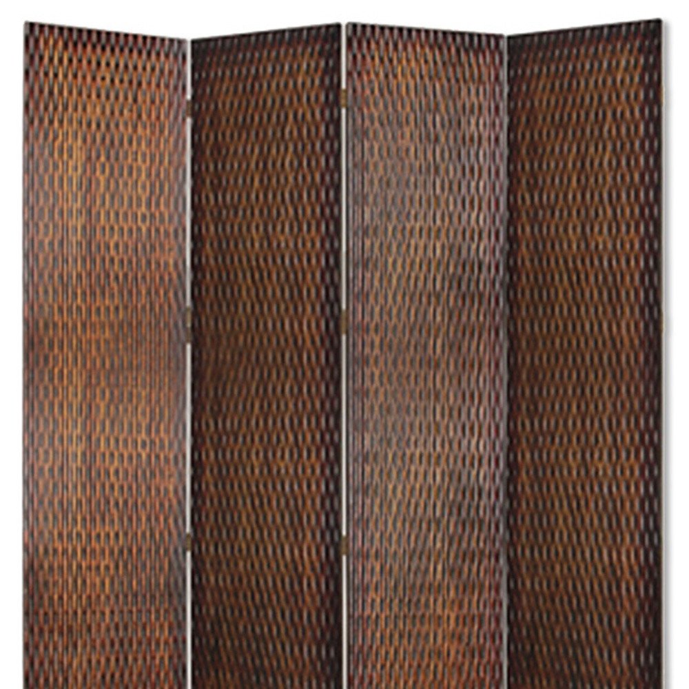 84" Silver Wood Folding Four Panel Screen Room Divider