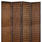 84" Brown Wood Folding Four Panel Screen Room Divider