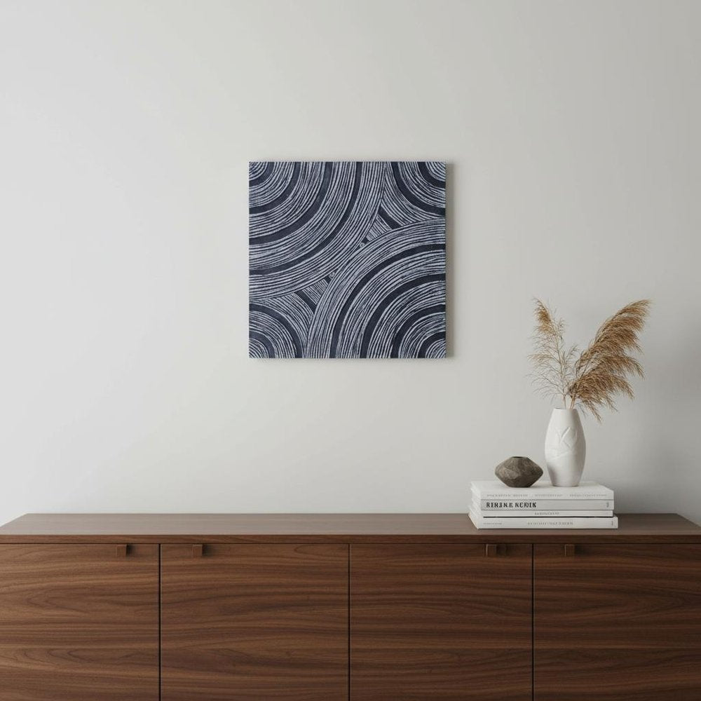 17" X 17" X 2" Gray, Lined Square - Wall Decor