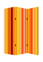 72" Orange And Yellow Canvas Folding Three Panel Screen Room Divider