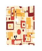 72" Orange And Yellow Canvas Folding Three Panel Screen Room Divider