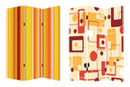 72" Orange And Yellow Canvas Folding Three Panel Screen Room Divider