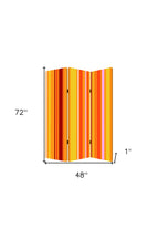 72" Orange And Yellow Canvas Folding Three Panel Screen Room Divider