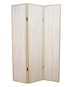 71" Beige Folding Three Panel Screen Room Divider