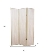 71" Beige Folding Three Panel Screen Room Divider