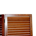 67" Brown Solid Wood Panel Screen Room Divider