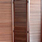 67" Brown Solid Wood Panel Screen Room Divider