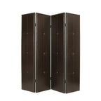 84" Brown Faux Leather Folding Four Panel Screen Room Divider