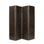 84" Brown Faux Leather Folding Four Panel Screen Room Divider